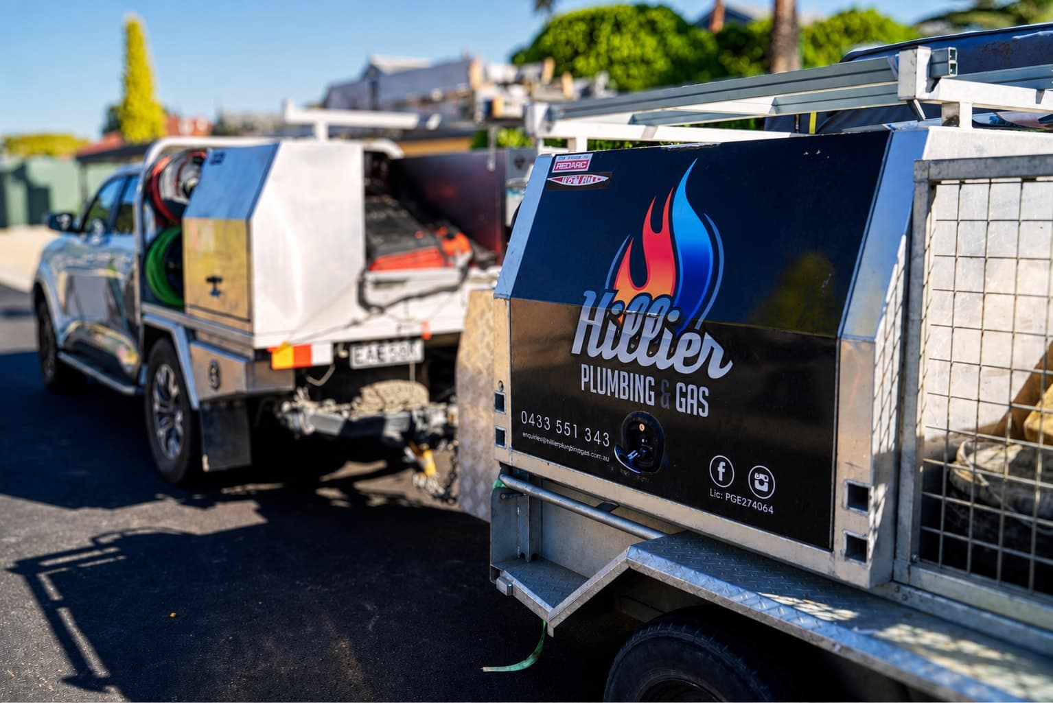 Hillier branded service vehicle and equipment trailer
